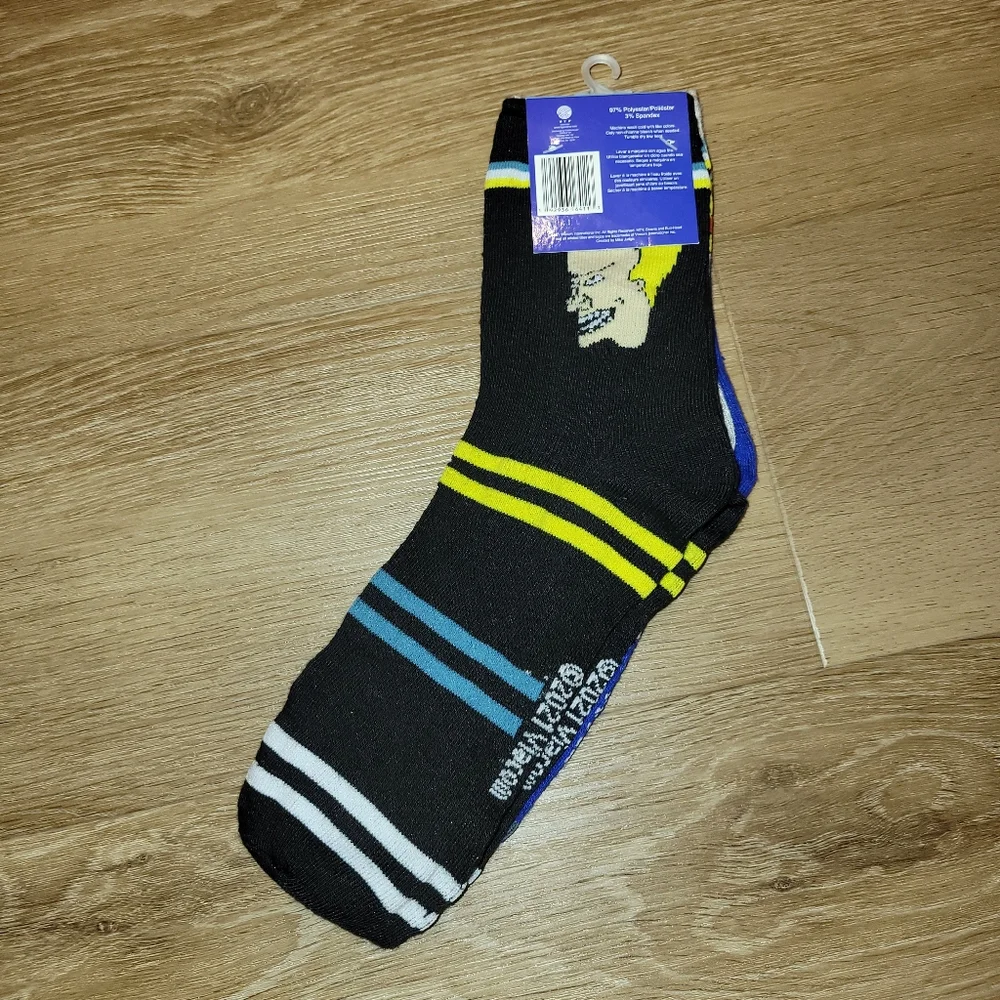 MTV Beavis and Butt-Head 3 Pair Cartoon Novelty Socks Adult Size 6 - 12 New